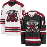 Custom Black White-Maroon Reversible Double Side Hockey Jersey