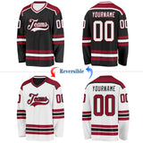 Custom Black White-Maroon Reversible Double Side Hockey Jersey