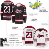 Custom Black White-Maroon Reversible Double Side Hockey Jersey