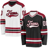 Custom Black White-Maroon Reversible Double Side Hockey Jersey