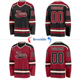 Custom Black Maroon-Cream Reversible Double Side Hockey Jersey