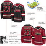 Custom Black Maroon-Cream Reversible Double Side Hockey Jersey