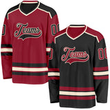 Custom Black Maroon-Cream Reversible Double Side Hockey Jersey