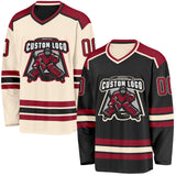 Custom Black Maroon-Cream Reversible Double Side Hockey Jersey