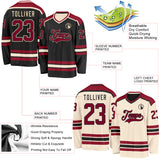 Custom Black Maroon-Cream Reversible Double Side Hockey Jersey