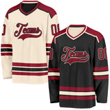 Custom Black Maroon-Cream Reversible Double Side Hockey Jersey