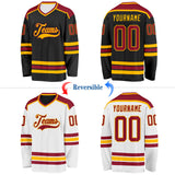 Custom Black Maroon-Gold Reversible Double Side Hockey Jersey