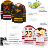 Custom Black Maroon-Gold Reversible Double Side Hockey Jersey