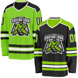 Custom Black Neon Green-White Reversible Double Side Hockey Jersey