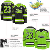 Custom Black Neon Green-White Reversible Double Side Hockey Jersey