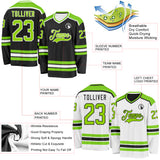 Custom Black Neon Green-White Reversible Double Side Hockey Jersey
