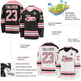 Custom Black Medium Pink-White Reversible Double Side Hockey Jersey