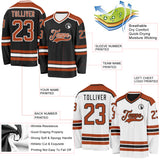 Custom Black Texas Orange-White Reversible Double Side Hockey Jersey