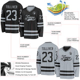 Custom Black-Silver Reversible Double Side Hockey Jersey