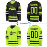 Custom Black-Neon Green Reversible Double Side Hockey Jersey