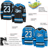 Custom Black White-Blue Reversible Double Side Hockey Jersey