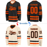 Custom Black Cream Reversible Double Side Hockey Jersey