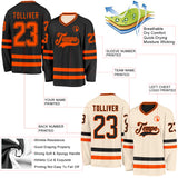 Custom Black Cream Reversible Double Side Hockey Jersey