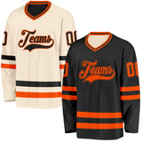 Custom Black Cream Reversible Double Side Hockey Jersey