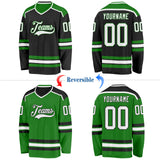 Custom Black White-Grass Green Reversible Double Side Hockey Jersey