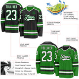 Custom Black White-Grass Green Reversible Double Side Hockey Jersey