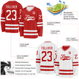 Custom Red-White Reversible Double Side Hockey Jersey