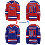 Custom Red Royal-White Reversible Double Side Hockey Jersey