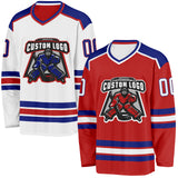 Custom Red White-Royal Reversible Double Side Hockey Jersey