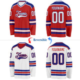 Custom Red White-Royal Reversible Double Side Hockey Jersey