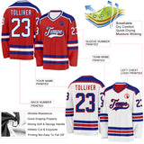 Custom Red White-Royal Reversible Double Side Hockey Jersey