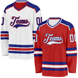 Custom Red White-Royal Reversible Double Side Hockey Jersey