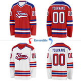 Custom Red White-Royal Reversible Double Side Hockey Jersey