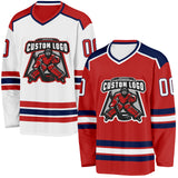 Custom Red White-Navy Reversible Double Side Hockey Jersey