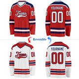 Custom Red White-Navy Reversible Double Side Hockey Jersey