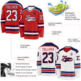 Custom Red White-Navy Reversible Double Side Hockey Jersey