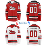 Custom Red White-Black Reversible Double Side Hockey Jersey