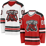Custom Red White-Black Reversible Double Side Hockey Jersey