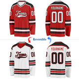 Custom Red White-Black Reversible Double Side Hockey Jersey