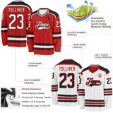 Custom Red White-Black Reversible Double Side Hockey Jersey