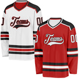 Custom Red White-Black Reversible Double Side Hockey Jersey
