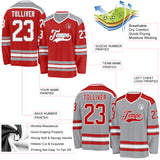Custom Red White-Gray Reversible Double Side Hockey Jersey