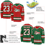 Custom Red White-Kelly Green Reversible Double Side Hockey Jersey
