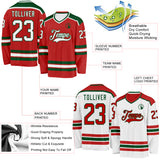 Custom Red White-Green Reversible Double Side Hockey Jersey