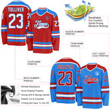 Custom Red White-Powder Blue Reversible Double Side Hockey Jersey