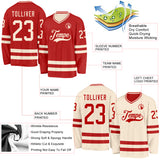 Custom Red-Cream Reversible Double Side Hockey Jersey