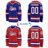Custom Royal White-Red Reversible Double Side Hockey Jersey