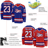 Custom Royal White-Red Reversible Double Side Hockey Jersey