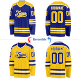 Custom Royal Yellow-White Reversible Double Side Hockey Jersey