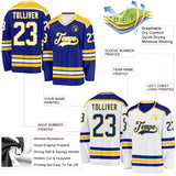 Custom Royal White-Yellow Reversible Double Side Hockey Jersey