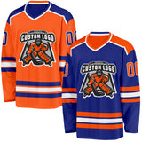 Custom Royal Orange-White Reversible Double Side Hockey Jersey